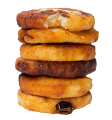Pancakes stack on white background
