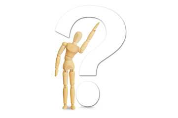 Wooden model in question mark motion