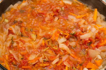 tomato and onion fried. background