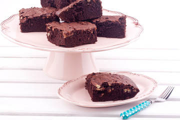brownie cakes on a stand