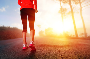 Athlete feet on road