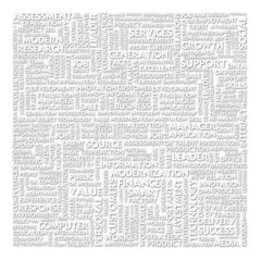 Business man and bulb head with Word cloud for business concept