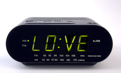 Clock Radio with the word LOVE