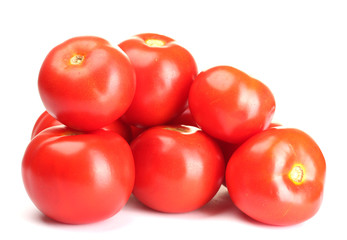 Ripe red tomatoes isolated on white