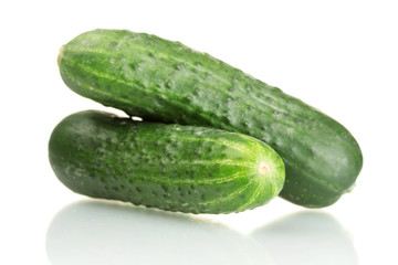 fresh cucumbers isolated on white