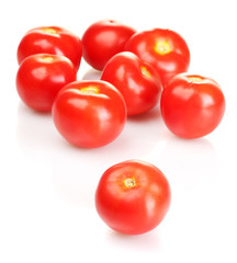 Ripe red tomatoes isolated on white