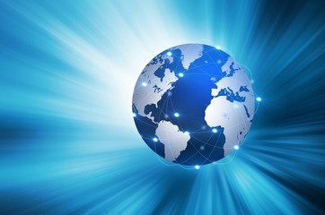 modern business background with the planet on a blue background