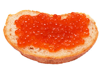 caviar and bread on a white background