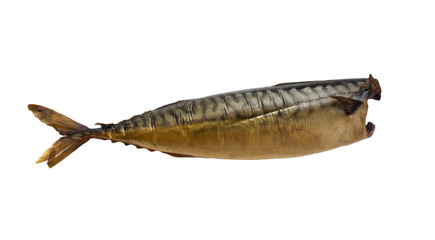 Smoked mackerel on a white background