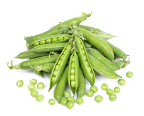 fresh green peas isolated on a white background