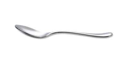 silver teaspoon side view isolated on white with clipping path - obrazy, fototapety, plakaty
