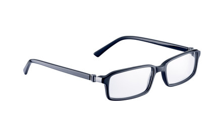 black spectacles on a white background with clipping path