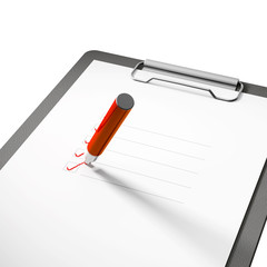 Klemmbrett mit Checkliste, perspektivisch