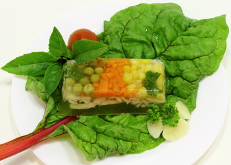 jelly snack with vegetables and poultry