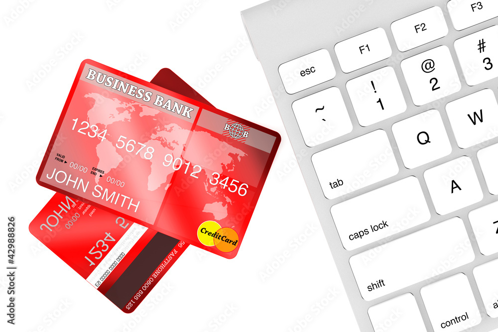 Poster Credit card with computer keyboard