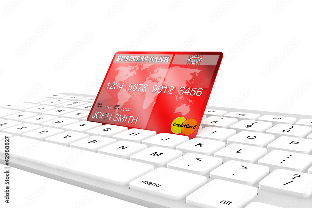 Poster Credit card with computer keyboard