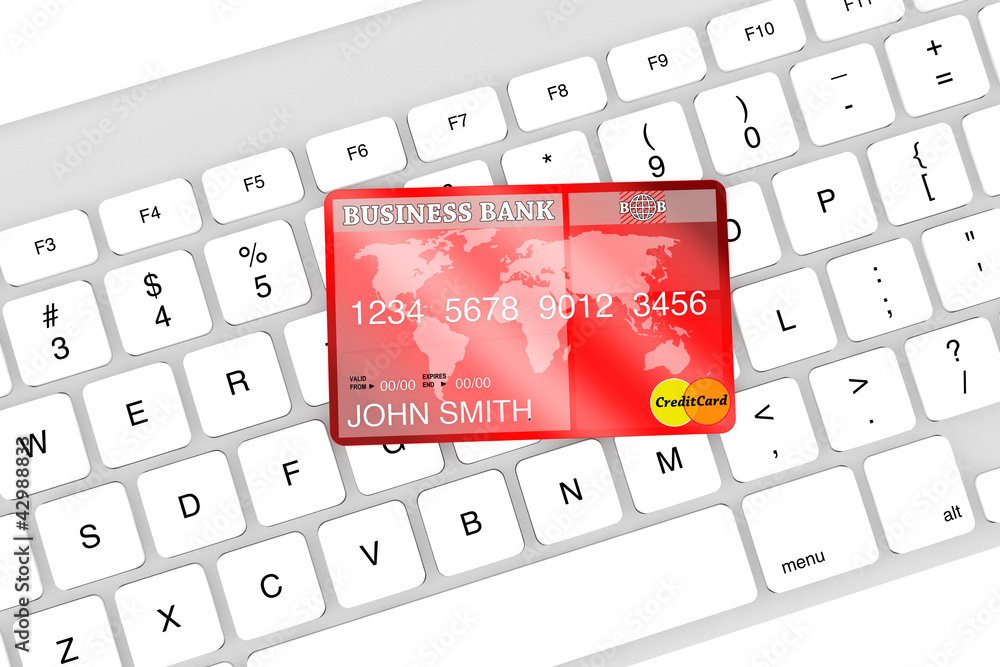 Poster Credit card with computer keyboard