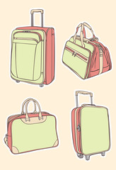 set travel bags and suitcases