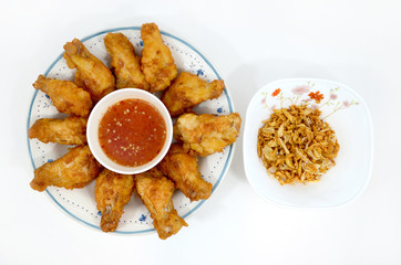 ied chicken legs with fried garlic