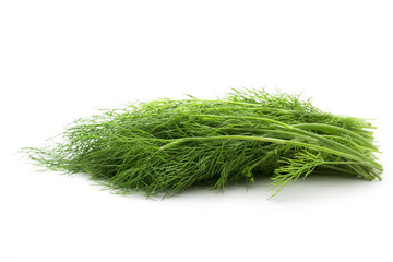 Fresh green dill on white