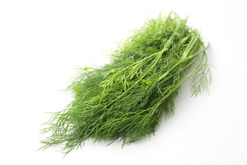 Fresh green dill on white