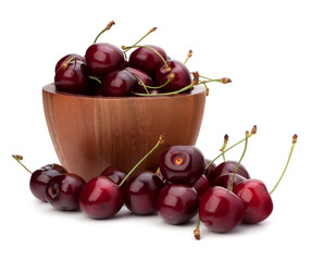 Cherry in wooden bowl