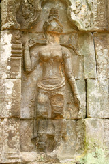 Apsara sandstone carving, Ta Prohm Prasat, Siemreap