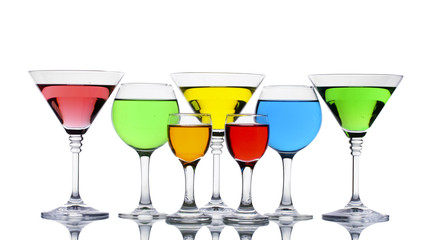 alcoholic cocktails isolated on white