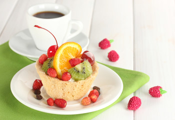 sweet cake with fruits