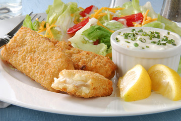 Fish sticks and salad