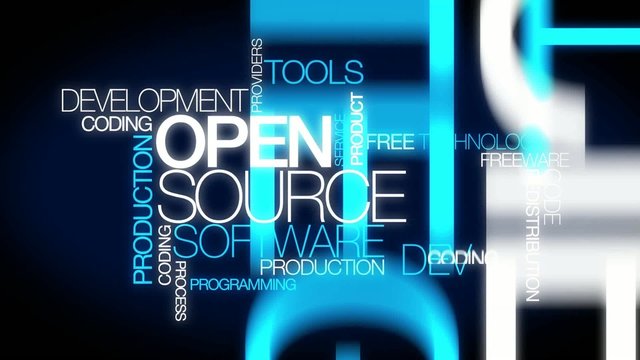 Open source software development word tag cloud video
