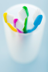 Toothbrushes in holder