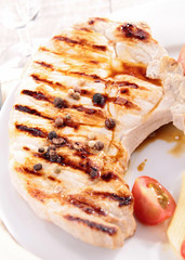 grilled steak with pasta