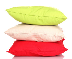 Bright color pillows isolated on white