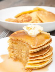 Pancakes With Butter and Maple Syrup