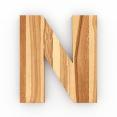 3d Font Wood Ash Letter N