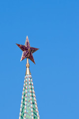Closeup of the star on the Moscow Kremlin tower, Russia