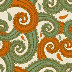 vector seamless eastern style paisley background - 42993856