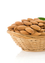 set of almond nuts isolated on white