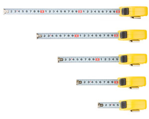 set of tape measure isolated on white