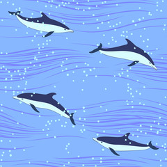 Obraz premium dolphins in sea seamless background