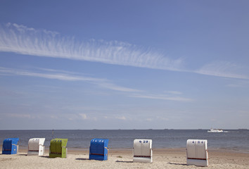 Strandkörbe am Strand von Wyk auf Föhr, Schleswig-Holstein