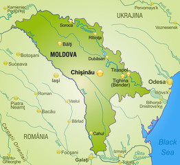 Landkarte von Moldawien mit Umgebung