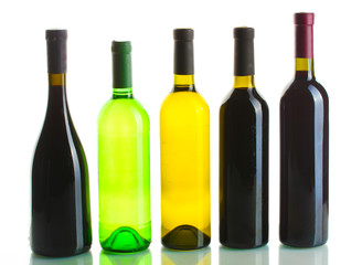 bottles of wine isolated on white