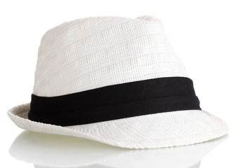Beautiful white hat isolated on white