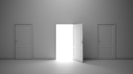 Interior scene with three doors