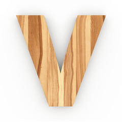 3d Font Wood Ash Letter V