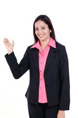 Business woman presentation gesture