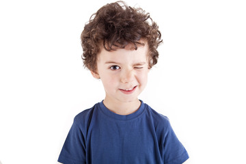 Adorable kid over white background