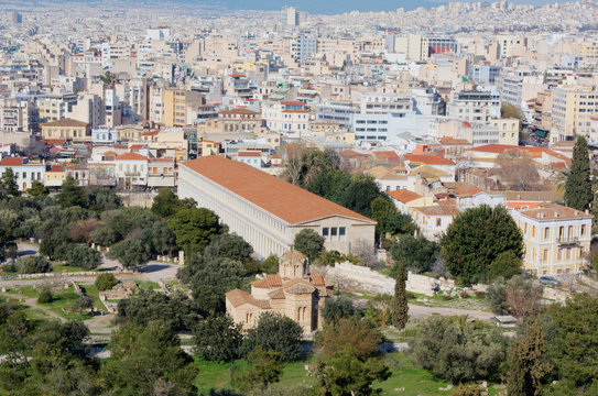 View of Athens with the Stoa of Attalos, Greece